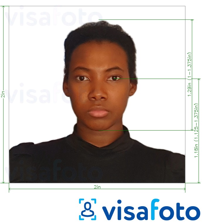 Fotobeispiel für Kamerun Visum 2x2 Zoll mit genauer größenangabe