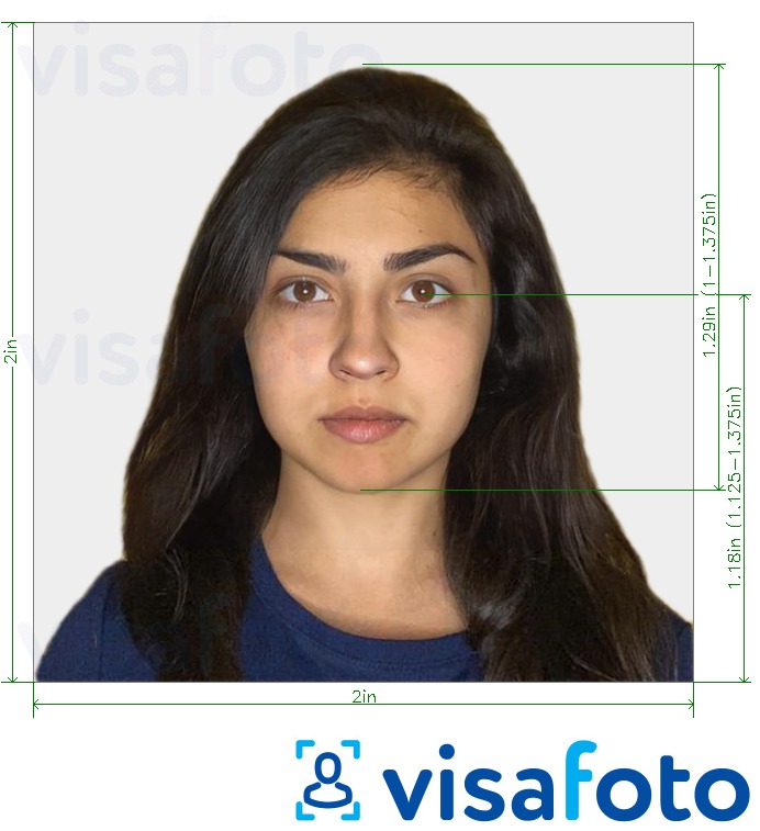 Fotobeispiel für Indien-Pass für BLS USA Anwendung (2x2