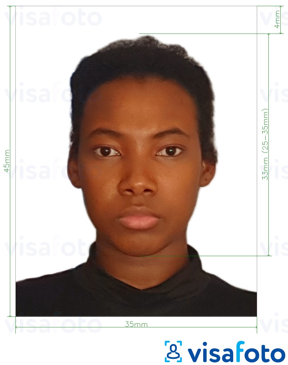 Fotobeispiel für Jamaika Pass 35x45 mm (3,5x4,5 cm) mit genauer größenangabe