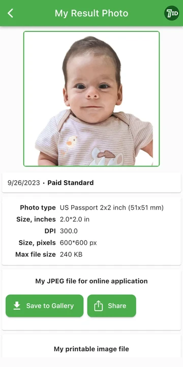 Baby pasfoto eksempel