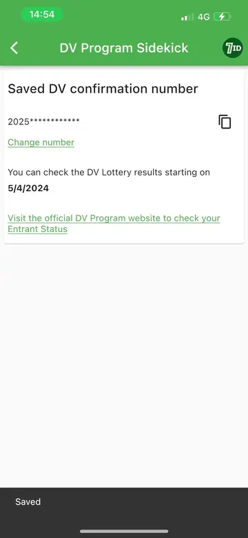 7ID: DV Lottery Conformation Number dæmi