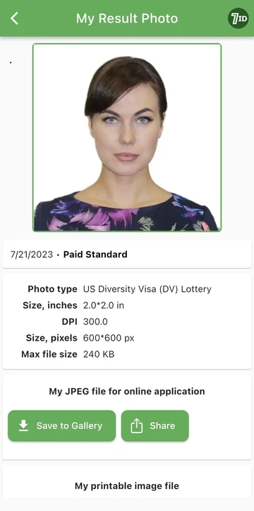 DV Lottery photo example