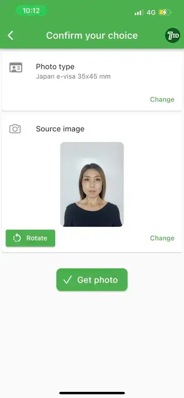 7ID App: Japansk Visa Photo App