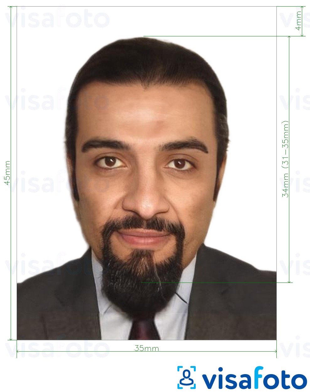 Fotobeispiel für Familienbuch der Vereinigten Arabischen Emirate 35x45 mm mit genauer größenangabe