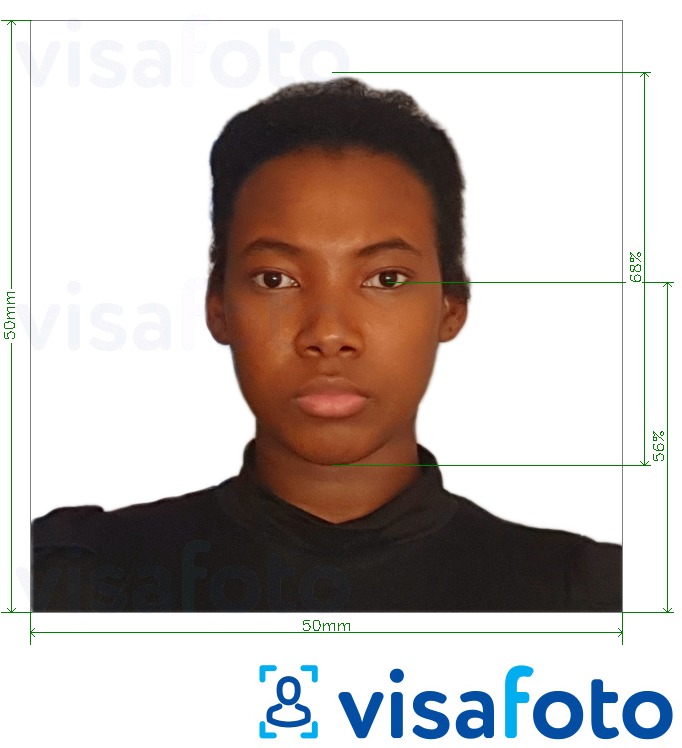 Fotobeispiel für Barbados Visum 5x5 cm mit genauer größenangabe