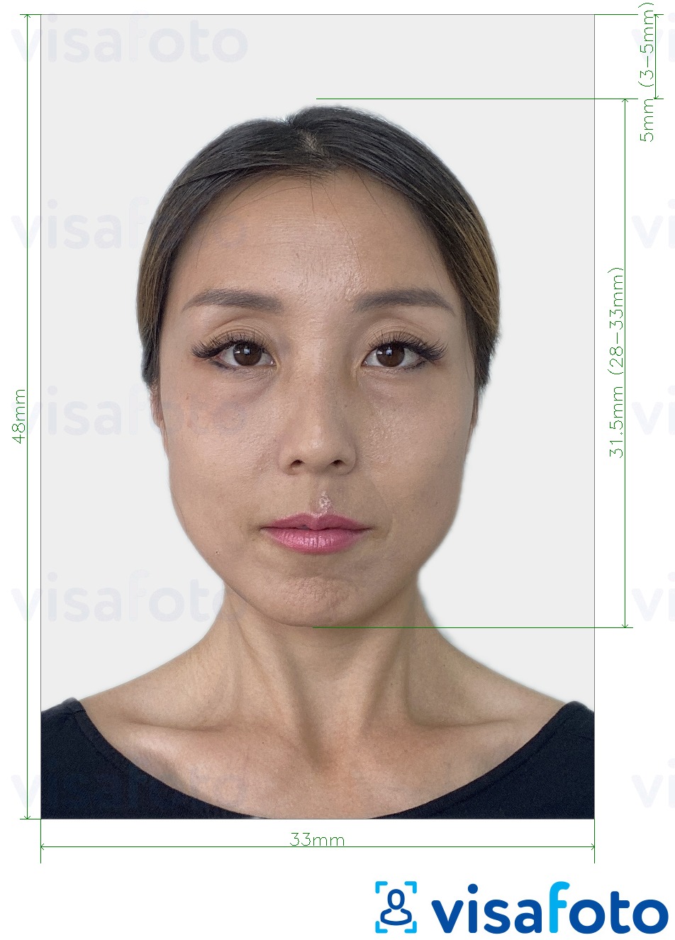 Fotobeispiel für China Green Card 33x48 mm mit genauer größenangabe