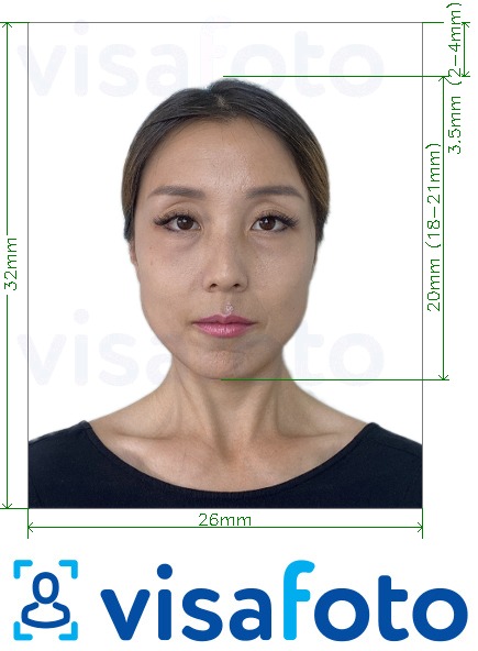 Fotobeispiel für China Resident ID-Karte 26x32 mm mit genauer größenangabe