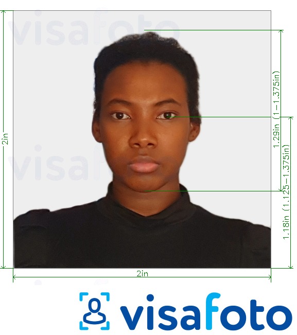 Fotobeispiel für Ostafrika Visafoto 2x2 Zoll (Kenia) (51x51mm, 5x5 cm) mit genauer größenangabe