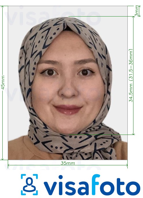 Fotobeispiel für Kasachstan ID Karte 35x45 mm mit genauer größenangabe
