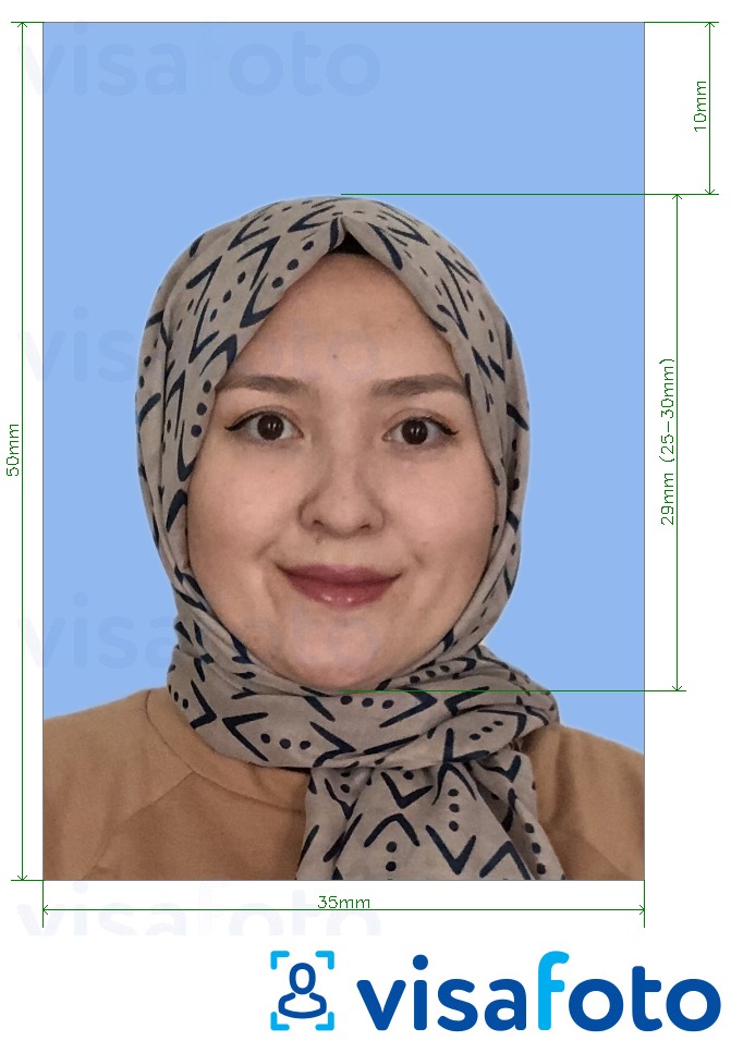 Fotobeispiel für Malaysia Arbeitserlaubnis 35x50 mm mit genauer größenangabe