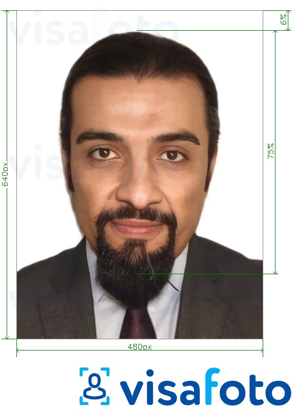 Fotobeispiel für Saudi-Arabien Personalausweis Absher 640x480 Pixel mit genauer größenangabe