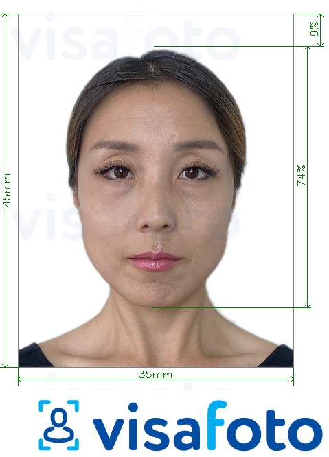 Fotobeispiel für Singapur-Identitätszertifikat 35x45 mm (3,5x4,5 cm) mit genauer größenangabe
