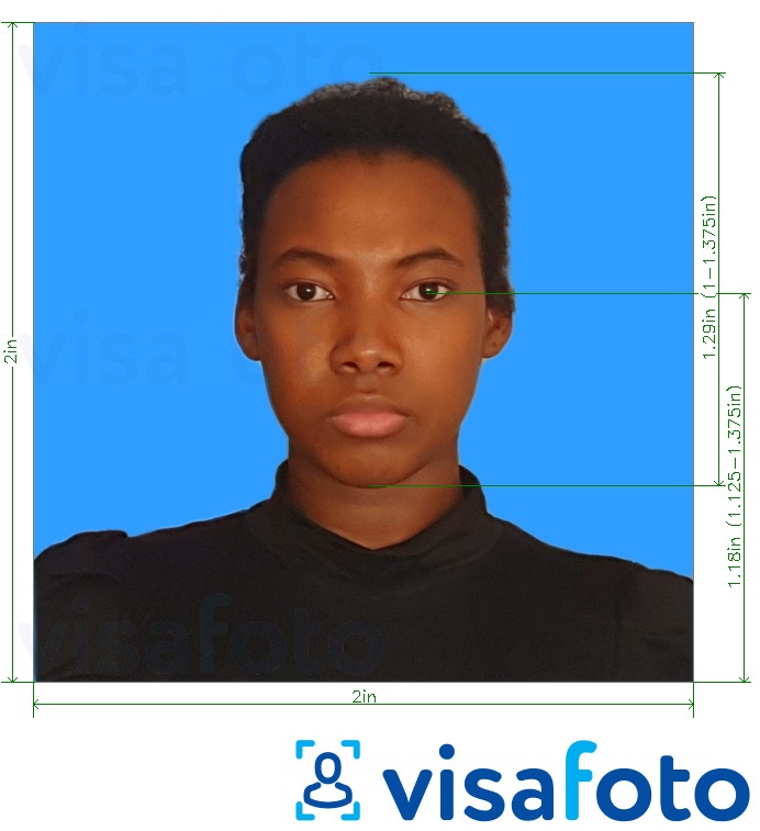 Fotobeispiel für Tansania Azania Bank 2x2 Zoll blauen Hintergrund mit genauer größenangabe