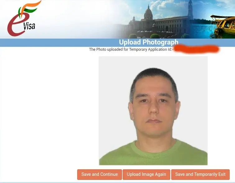 Indien Visum Foto Ergebnisbildschirm
